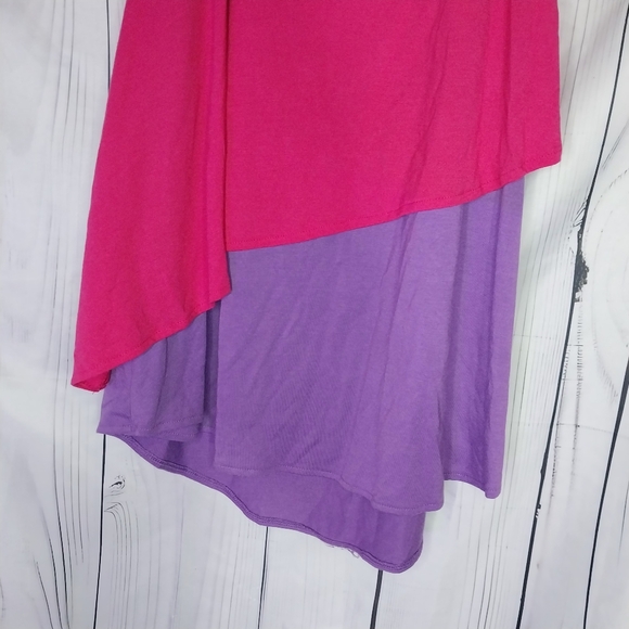 Faded Glory Women's Pink and Purple Asymmetrical Layerd 80's Style Top - Picture 4 of 7
